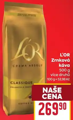 Billa L'OR zrnková káva nabídka