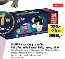 OBI Purina kapsičky pro kočky felix fantastic hovězí, kuře, losos, tuňák nabídka