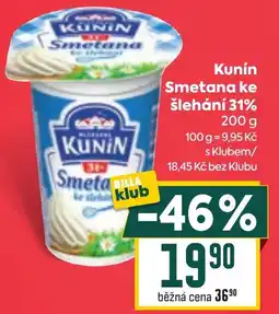 Billa Kunín Smetana ke šlehání 31% nabídka