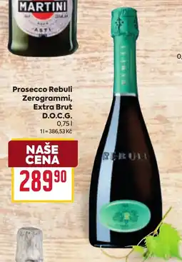 Billa Rebuli Prosecco Zerogrammi Extra Brut nabídka