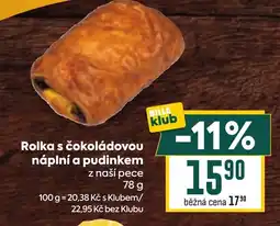 Billa Billa klub Rolka s čokoládovou náplní a pudinkem nabídka