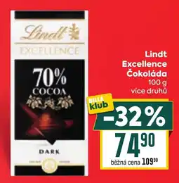 Billa Lindt Excellence Čokoláda nabídka