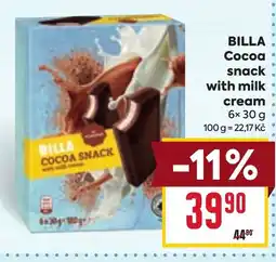 Billa Billa cocoa snack with milk cream nabídka
