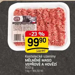 Flop Kostelecké uzeniny mělněné maso vepřové a hovězí nabídka