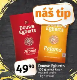 COOP TIP Douwe Egberts mletá káva - vybrané druhy nabídka
