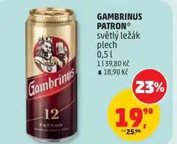 Penny Market GAMBRINUS PATRON světlý ležák plech nabídka