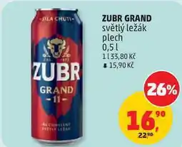 Penny Market ZUBR GRAND světlý ležák plech nabídka