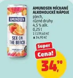 Penny Market AMUNDSEN MÍCHANÉ ALKOHOLICKÉ NÁPOJE plech, různé druhy 4,5% alk nabídka