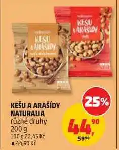 Penny Market KEŠU A ARAŠÍDY NATURALIA různé druhy nabídka