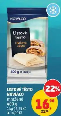 Penny Market LISTOVÉ TĚSTO NOWACO mražené nabídka