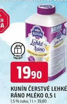 Trefa KUNÍN ČERSTVÉ LEHKÉ RÁNO MLÉKO 0,5 L 1,5% tuku nabídka