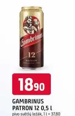 Trefa GAMBRINUS PATRON 12 0,5l plech pivo světlý ležák nabídka