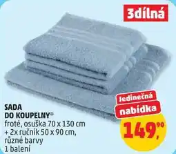 Penny Market SADA DO KOUPELNY froté, osuška 70 x 130 cm + 2x ručník 50 x 90 cm, různé barvy, 1 balení nabídka