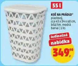 Penny Market KOŠ NA PRÁDLO plastový, cca 43 x 34 x 60 cm, bílá/tm. modrá barva, 1 ks nabídka
