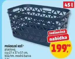 Penny Market PRÁDELNÍ KOŠ plastový, cca 27 x 37 x 57 cm, bílá/tm. modrá barva, 1 ks nabídka