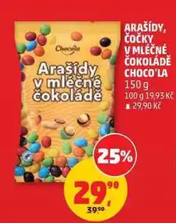 Penny Market ARAŠÍDY, ČOČKY V MLÉČNÉ ČOKOLÁDĚ CHOCO'LA nabídka