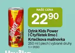 Hruška Drink Kids Power | Čtyřlístek limo | Krtečkova malinovka nabídka