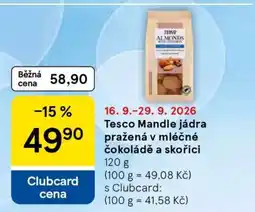 Tesco Tesco Mandle jádra pražená v mléčné čokoládě a skořici nabídka