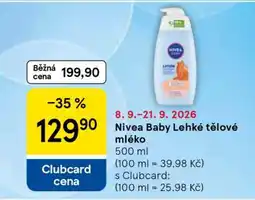 Tesco Nivea Baby Lehké tělové mléko nabídka