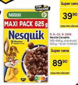Tesco Nestlé cereálie nabídka