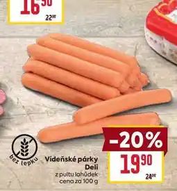 Billa Vídeňské párky Deli z pultu lahůdek cena za nabídka