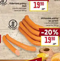 Billa Učňovské párky se sýrem z pultu lahůdek cena za nabídka