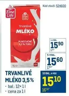 Makro Trvanlivé mléko 3,5% nabídka