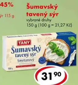 CBA Šumavský tavený sýr vybrané druhy nabídka