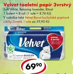 CBA Velvet toaletní papír 3vrstvý, 8 rolí nabídka