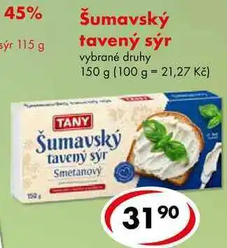 CBA Šumavský tavený sýr, vybrané druhy nabídka