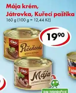 CBA Mája krém, Játrovka, Kuřecí paštika nabídka