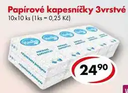 CBA Papírové kapesníčky 3vrstvé, 10x10 ks nabídka