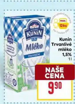 Billa Kunín Mléko Trvanlivé mléko 1,5% nabídka