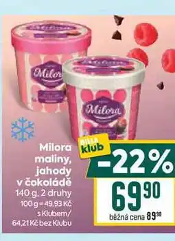 Billa Milora maliny, jahody v čokoládě nabídka