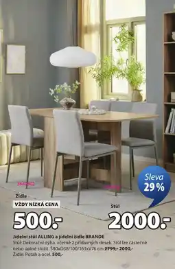 JYSK Jídelní Stul Alling a jídelní židle brande nabídka