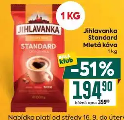 Billa Jihlavanka Standard mletá káva nabídka