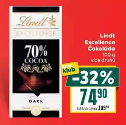 Billa Lindt Excellence Čokoláda nabídka