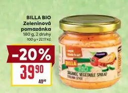 Billa BILLA BIO Zeleninová pomazánka nabídka