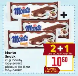 Billa Monte snack nabídka