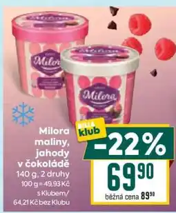 Billa Milora maliny, jahody v čokoládě nabídka