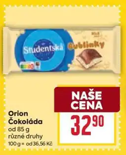 Billa Orion čokoláda nabídka