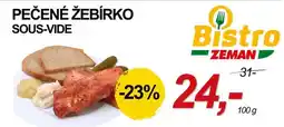 ZEMAN Bistro Zeman pečené žebírko sous-vide nabídka