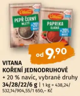 Coop Vitana koření jednodruhové nabídka