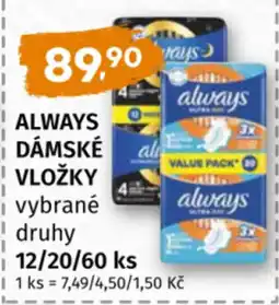 Coop Always dámské vložky nabídka