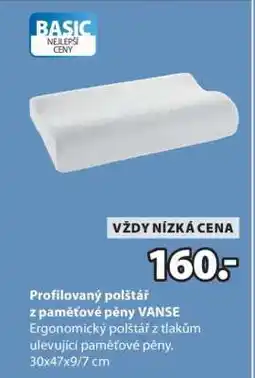 JYSK Profilovaný polštář z paměťové pěny VANSE nabídka