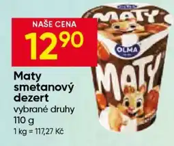 Hruška MATY Smetanový dezert nabídka