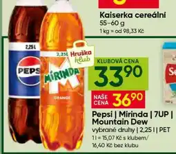 Hruška Pepsi Mirinda 7UP, Mountain Dew nabídka