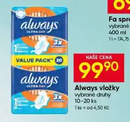 Hruška Always vložky nabídka