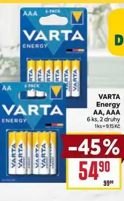 Billa VARTA Energy AA, AAA 6 ks, 2 druhy nabídka