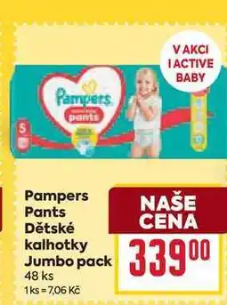 Billa Pampers Pants Dětské kalhotky Jumbo pack 48 ks nabídka